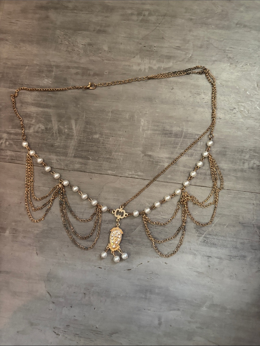 Gold Pearl-Accent Layered Chain Necklace